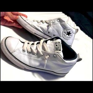 COPY - White Converse Allstar hightop Leather mens 6/ women’s 8